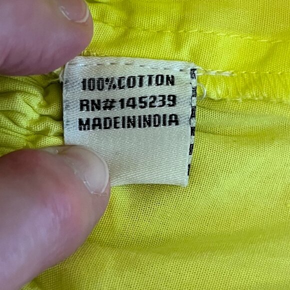 Sim & Sam Boho Yellow Shoulder Tie Smocked Crop Cami Top, Size Medium - Picture 8 of 8